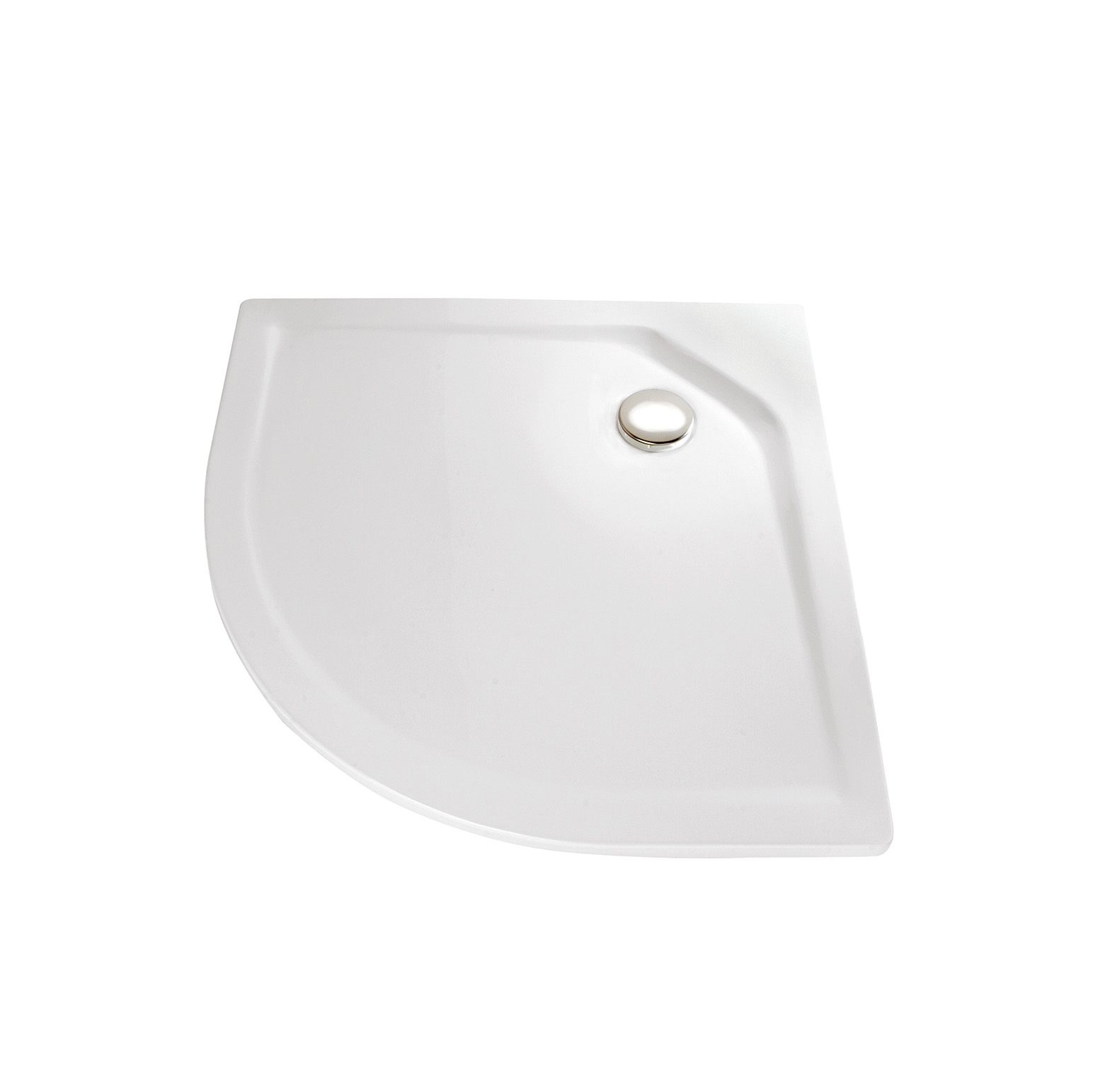 Marmor-Polymer Duschwanne Superflach mit Punktablauf, Viertelkreis Radius 550