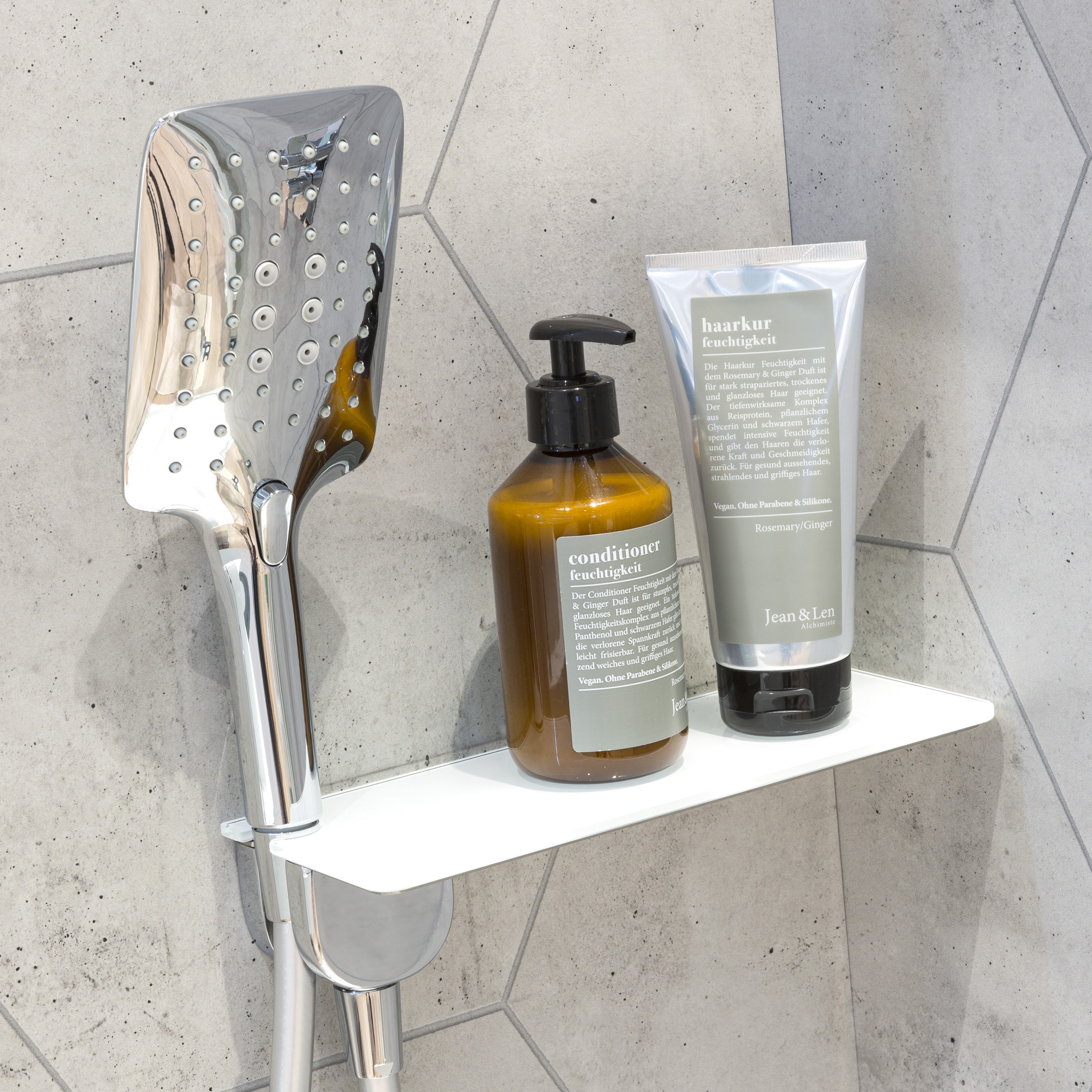 Wandanschlussbogen mit Echtglasablage